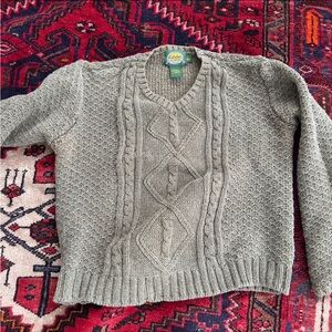 Vintage Cabela’s Cable Knit Cotton Sweater Women’s L Greenish Gray Pullover READ